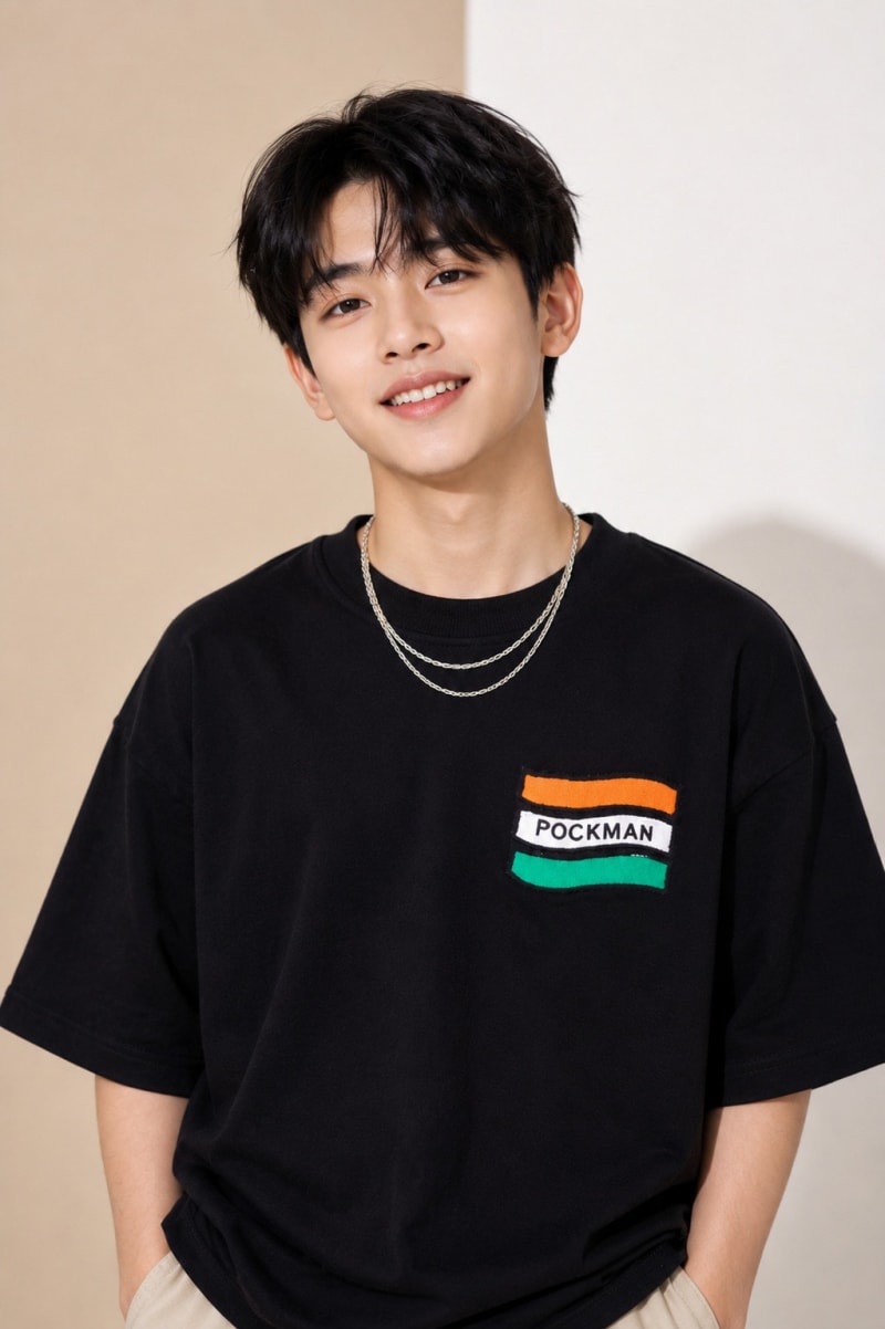 Pockman Men Oversized Cotton Flag Raw Edge Cut Printed Tshirt - Image 3