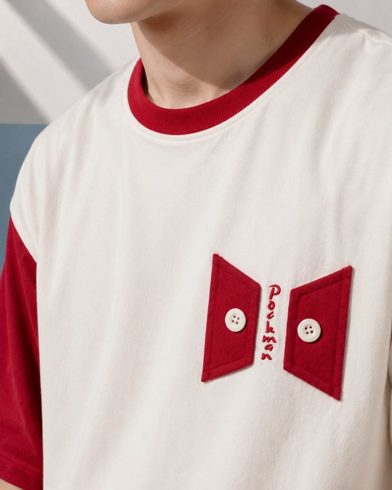 Pockman Men Oversized Cotton Red Pcoket Flap Printed Tshirt - Image 4