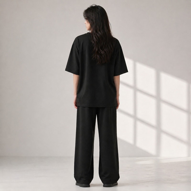 PockMAN Women Oversized Fit Cotton Classic Round Neck Black Tshirt - Image 5