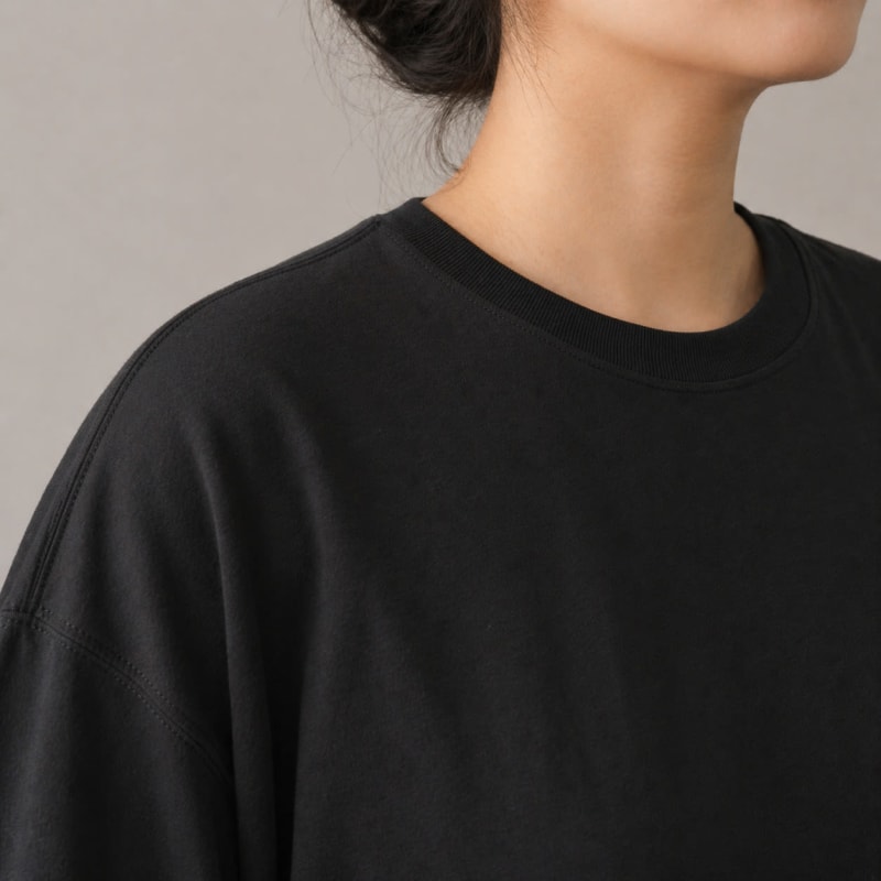 PockMAN Women Oversized Fit Cotton Classic Round Neck Black Tshirt - Image 6