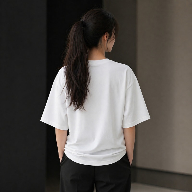 PockMAN Women Oversized Fit Cotton Classic Round Neck White Tshirt - Image 6