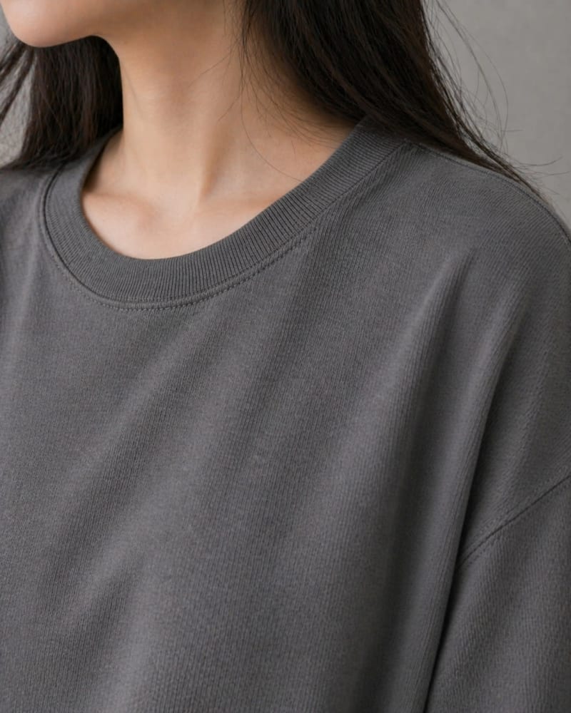 PockMAN Women Oversized Fit Cotton Classic Round Neck Grey Tshirt - Image 5