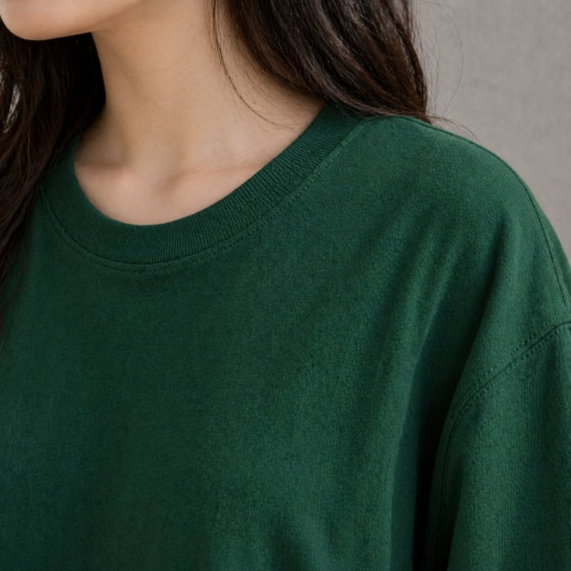 PockMAN Women Oversized Fit Cotton Classic Round Neck Green Tshirt - Image 5