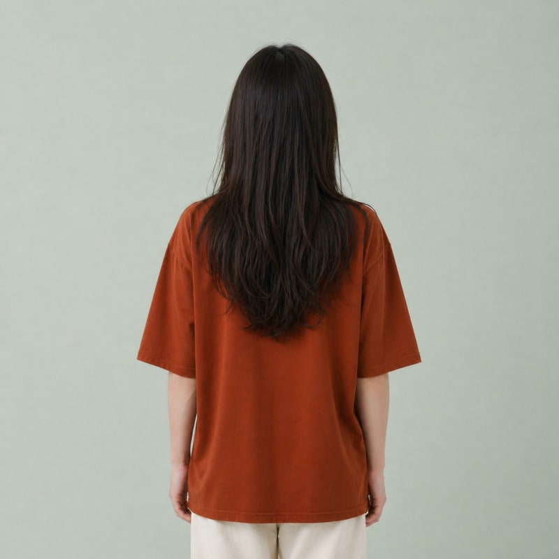 PockMAN Women Oversized Fit Cotton Classic Round Neck Rust Tshirt - Image 6