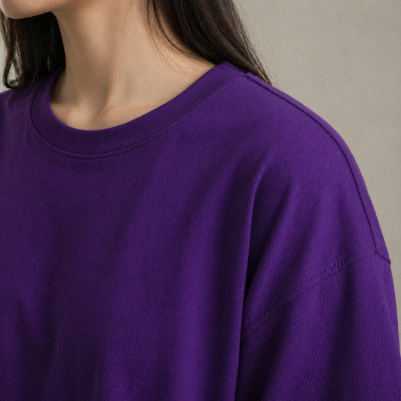 PockMAN Women Oversized Fit Cotton Classic Round Neck Voilet Tshirt - Image 5