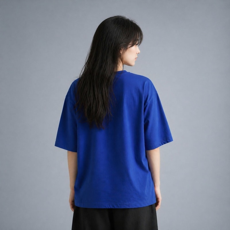 PockMAN Women Oversized Fit Cotton Classic Round Neck Royal Blue Tshirt - Image 6