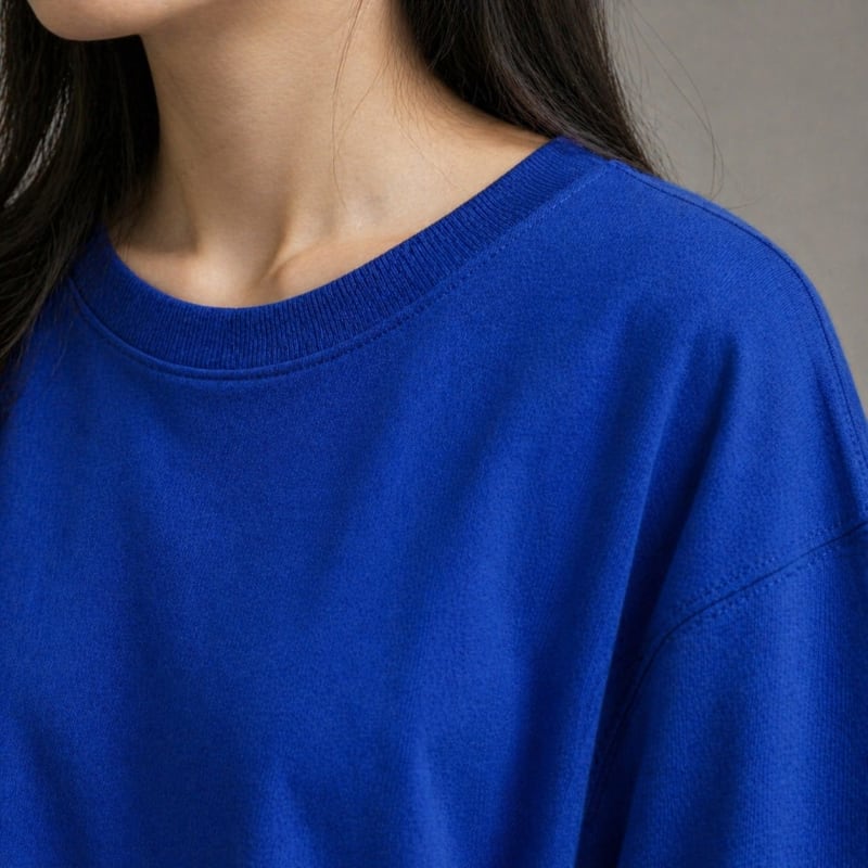 PockMAN Women Oversized Fit Cotton Classic Round Neck Royal Blue Tshirt - Image 5