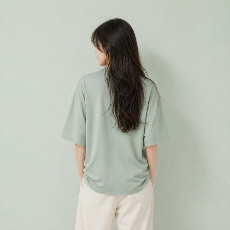 PockMAN Women Oversized Fit Cotton Classic Round Neck Pista Tshirt - Image 6