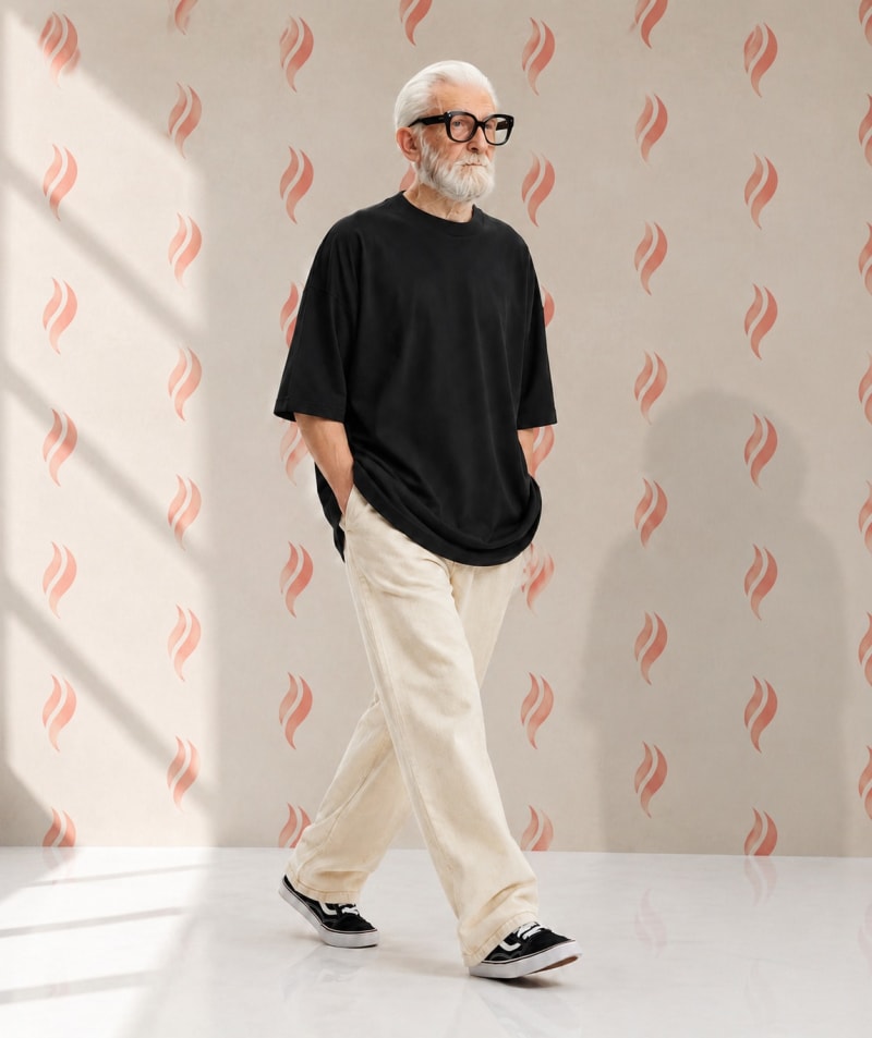 PockMAN Oversized Fit Cotton Classic Round Neck Black Tshirt - Image 3
