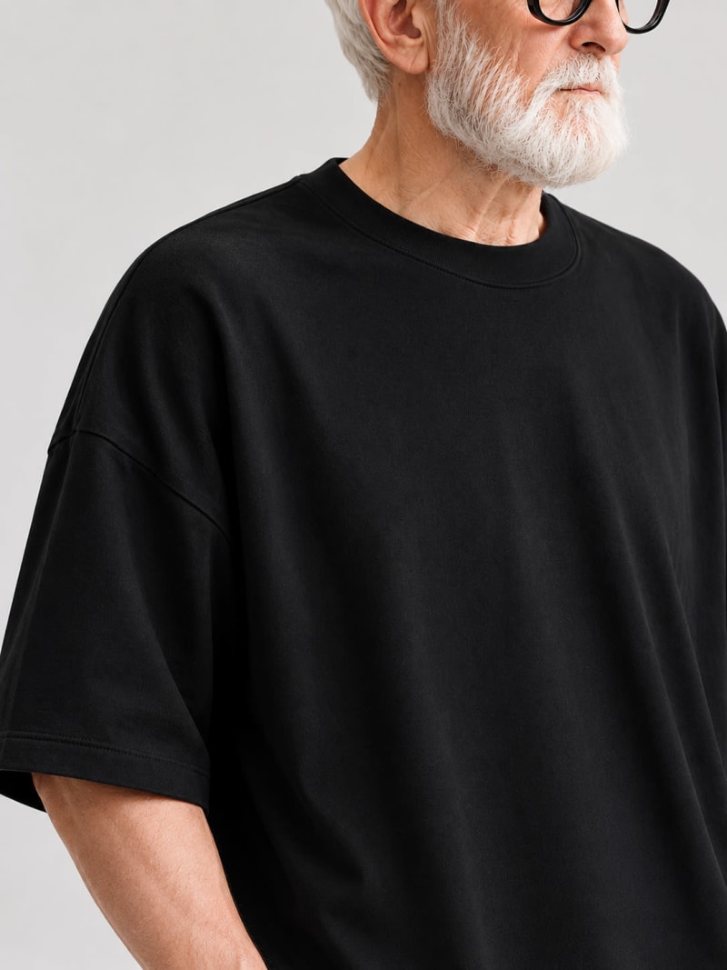 PockMAN Oversized Fit Cotton Classic Round Neck Black Tshirt - Image 5