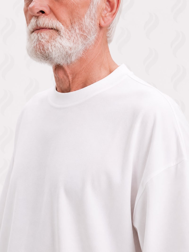 PockMAN Oversized Fit Cotton Classic Round Neck White Tshirt - Image 5
