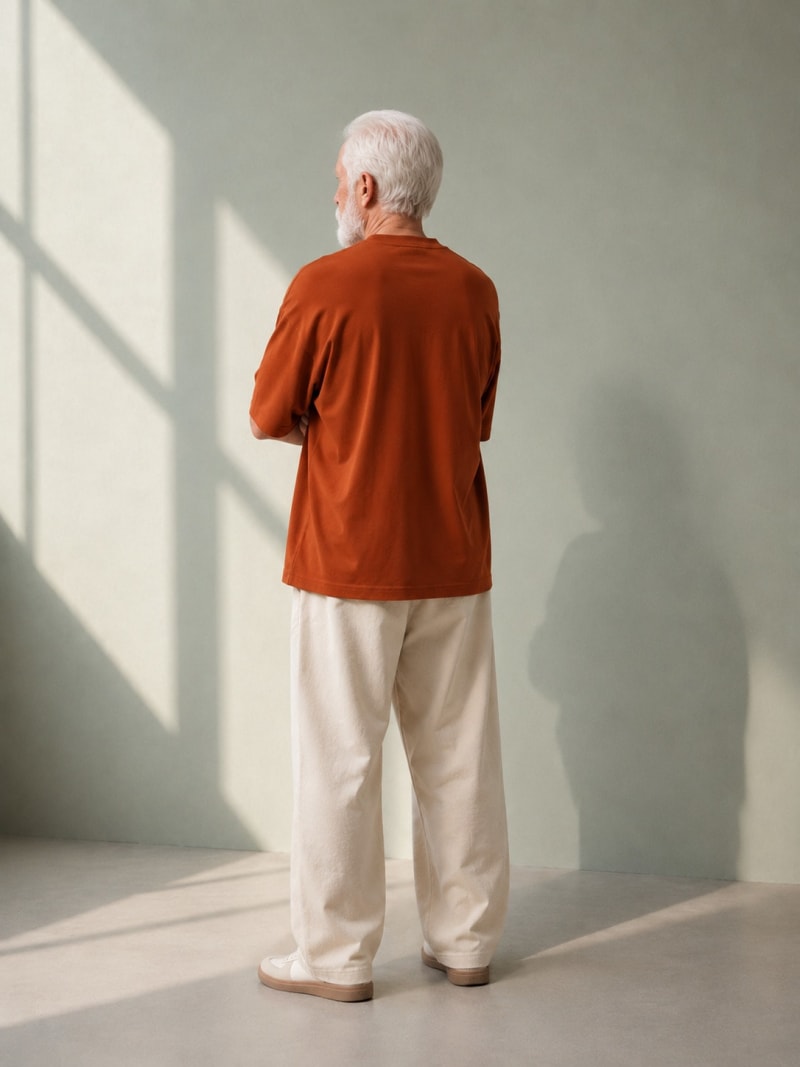PockMAN Oversized Fit Cotton Classic Round Neck Rust Tshirt - Image 3