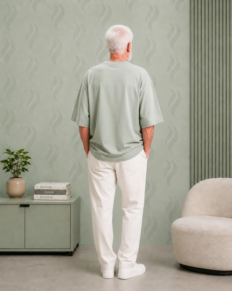 PockMAN Oversized Fit Cotton Classic Round Neck Pista Tshirt - Image 5