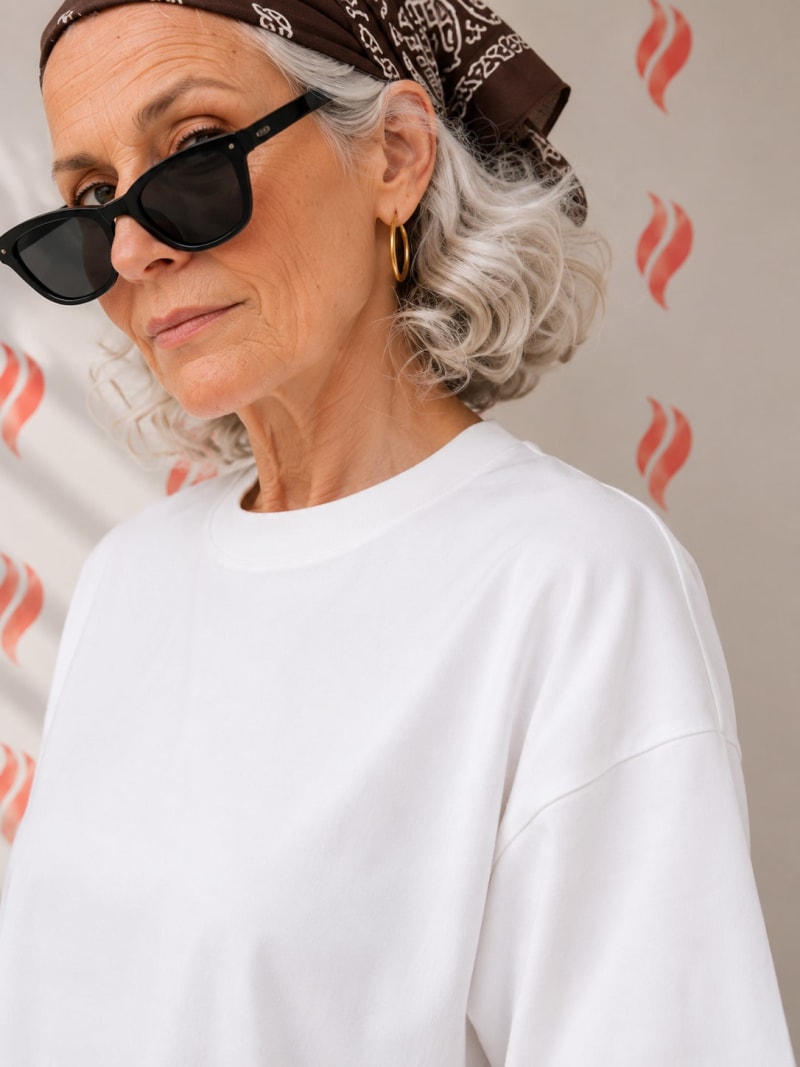 PockMAN Oversized Fit Cotton Classic Round Neck White Tshirt - Image 5
