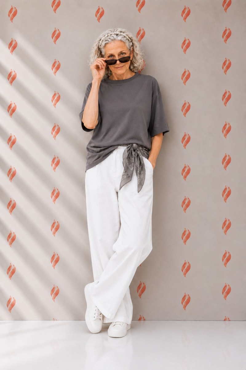 PockMAN Oversized Fit Cotton Classic Round Neck Grey Tshirt - Image 3