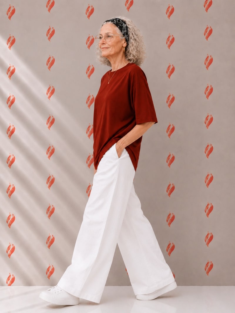 PockMAN Oversized Fit Cotton Classic Round Neck Rust Tshirt - Image 3
