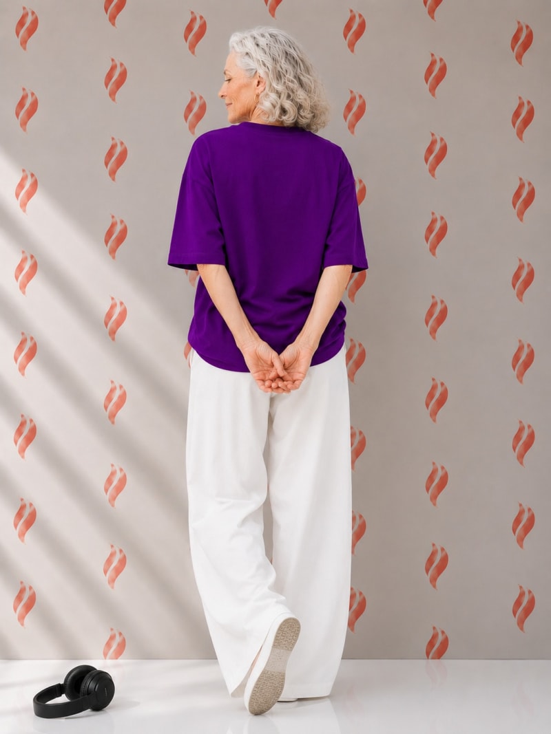 PockMAN Oversized Fit Cotton Classic Round Neck Voilet Tshirt - Image 4