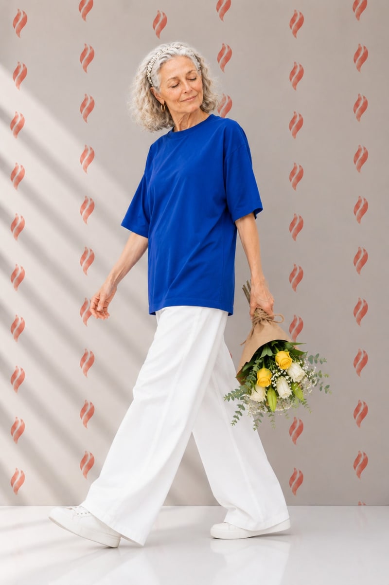 PockMAN Oversized Fit Cotton Classic Round Neck Royal Blue Tshirt - Image 3