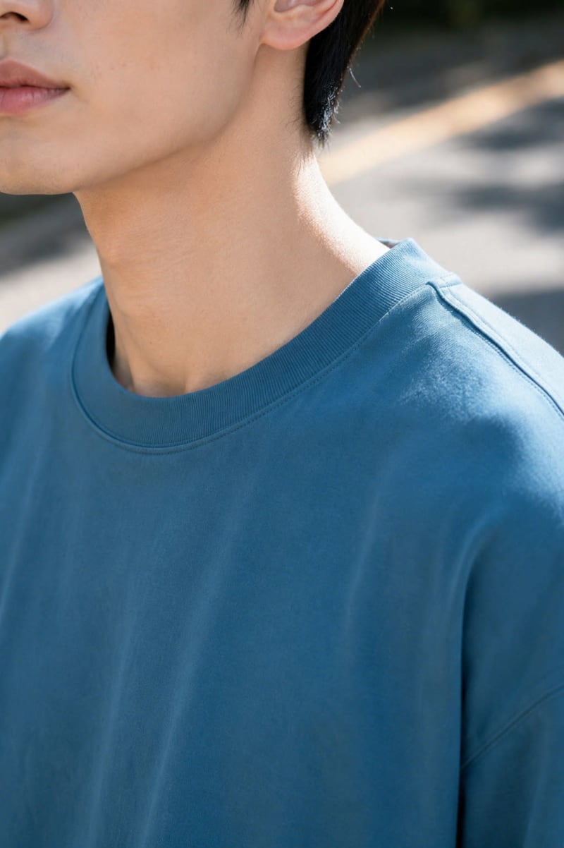 PockMAN Mens Oversized Solid Pure Cotton Terry Teal Tshirt - Image 5