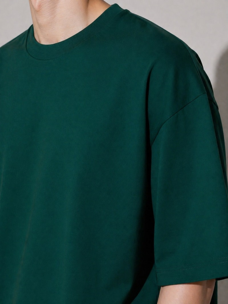 PockMAN Mens Oversized Solid Pure Cotton Terry Bottle Green Tshirt - Image 5