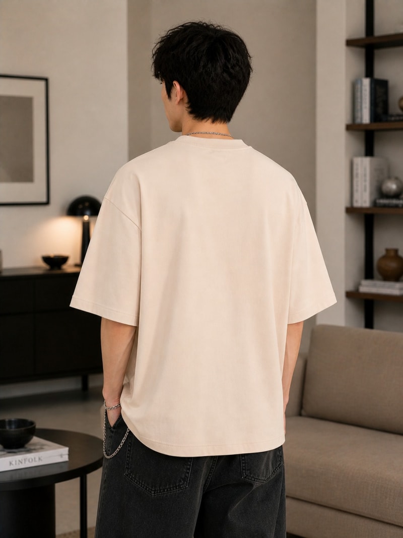 PockMAN Mens Oversized Solid Pure Cotton Terry Desert Sand Tshirt - Image 6