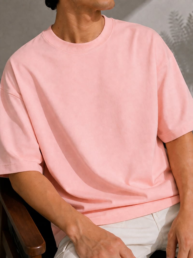 PockMAN Mens Oversized Solid Pure Cotton Terry Rose Gold  Tshirt - Image 5