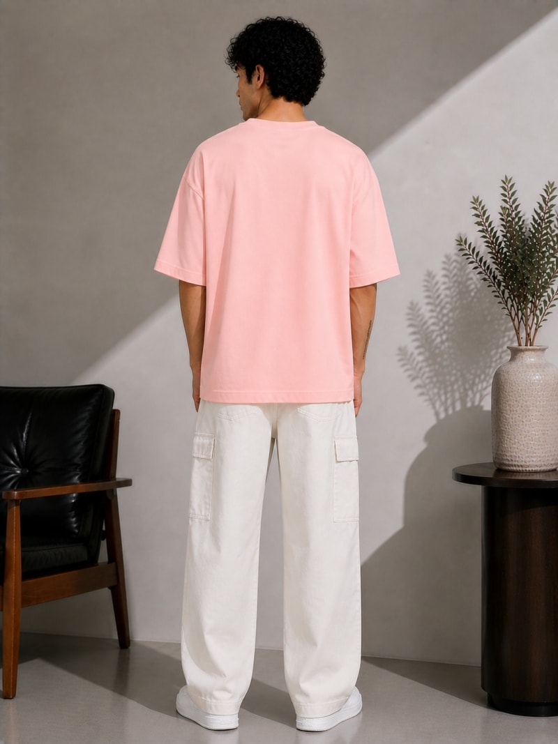 PockMAN Mens Oversized Solid Pure Cotton Terry Rose Gold  Tshirt - Image 6