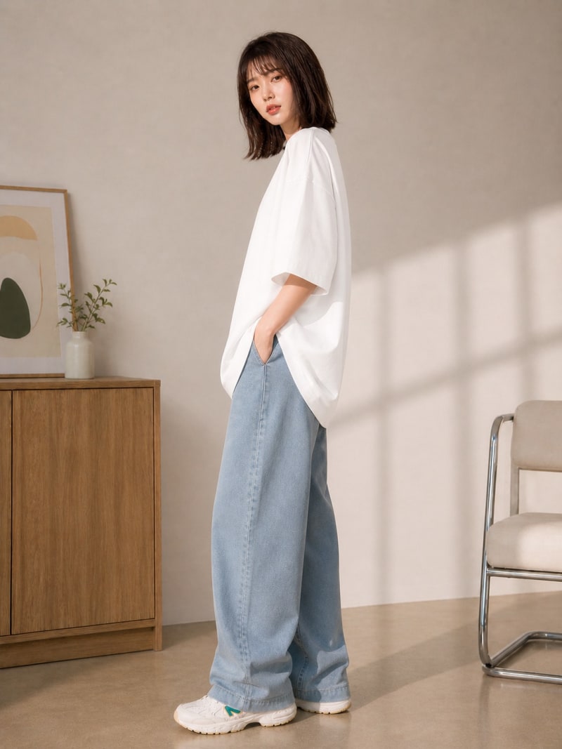 PockMAN Women Oversized Solid Pure Cotton Terry White Tshirt - Image 3