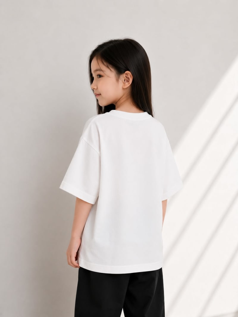 PockMAN Girls Oversized Solid Cotton Terry Classic White Tshirt - Image 4