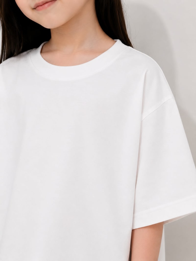 PockMAN Girls Oversized Solid Cotton Terry Classic White Tshirt - Image 3
