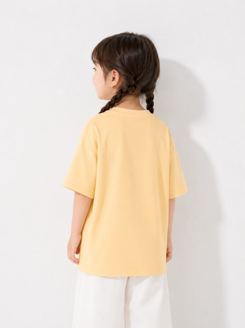 PockMAN Girls Oversized Solid Cotton Terry Classic Fawn Beige Tshirt - Image 3