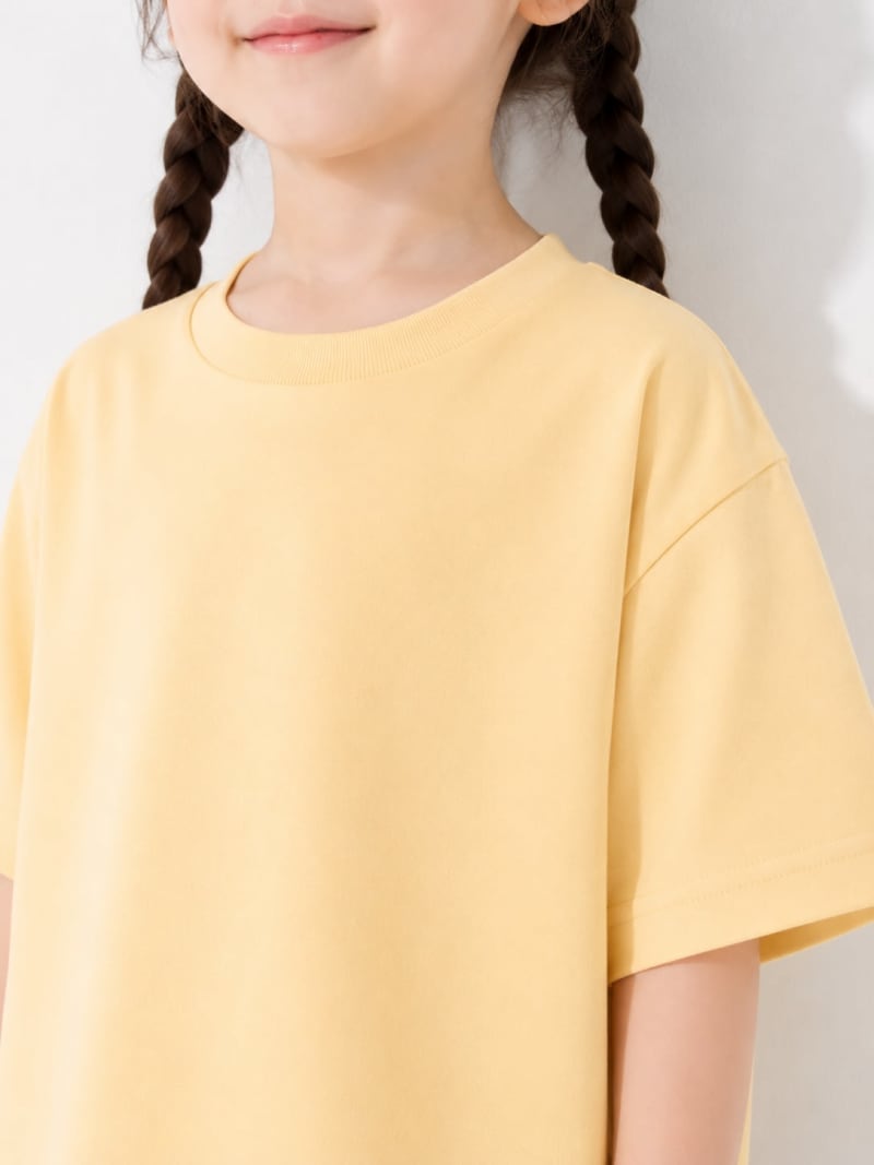 PockMAN Girls Oversized Solid Cotton Terry Classic Fawn Beige Tshirt - Image 4
