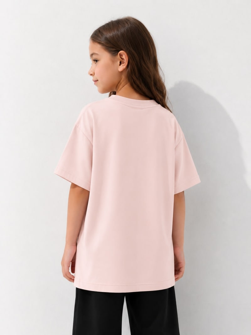 PockMAN Girls Oversized Solid Cotton Terry Classic Rose Gold  Tshirt - Image 4