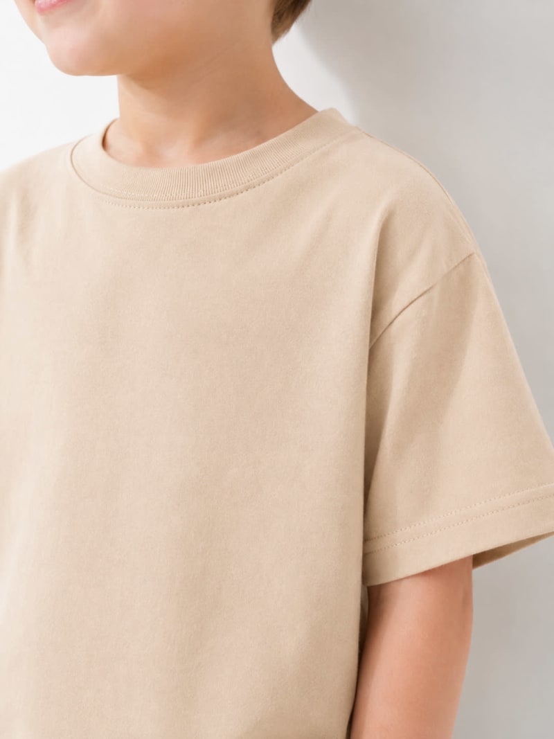 PockMAN Boys Oversized Solid Cotton Terry Classic Desert Sand Tshirt - Image 4