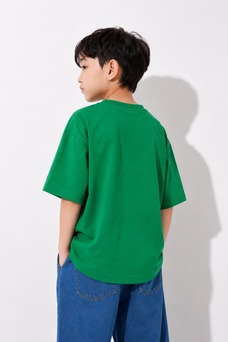 PockMAN Boys Oversized Solid Cotton Terry Classic Green Tshirt - Image 4