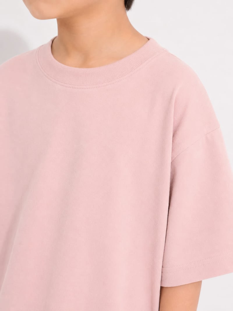 PockMAN Boys Oversized Solid Cotton Terry Classic Rose Gold  Tshirt - Image 4