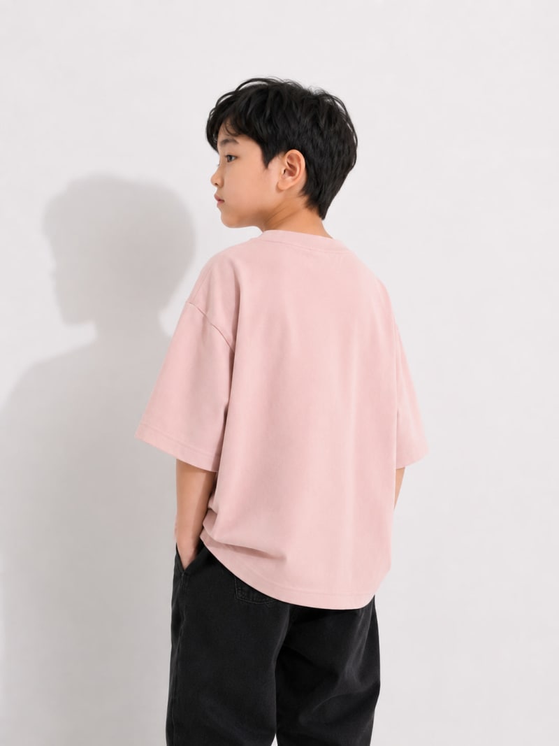 PockMAN Boys Oversized Solid Cotton Terry Classic Rose Gold  Tshirt - Image 3