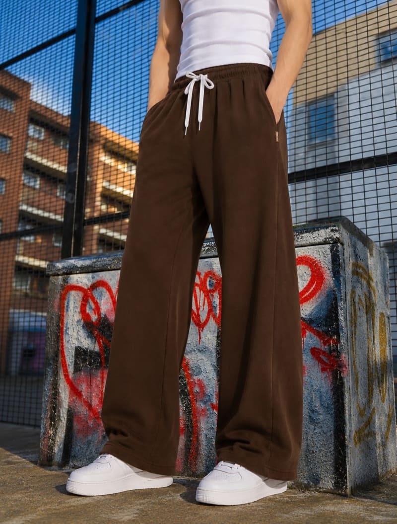 Pockman Men Relaxed Fit Solid Cotton Terry Brown Jogger - Image 3