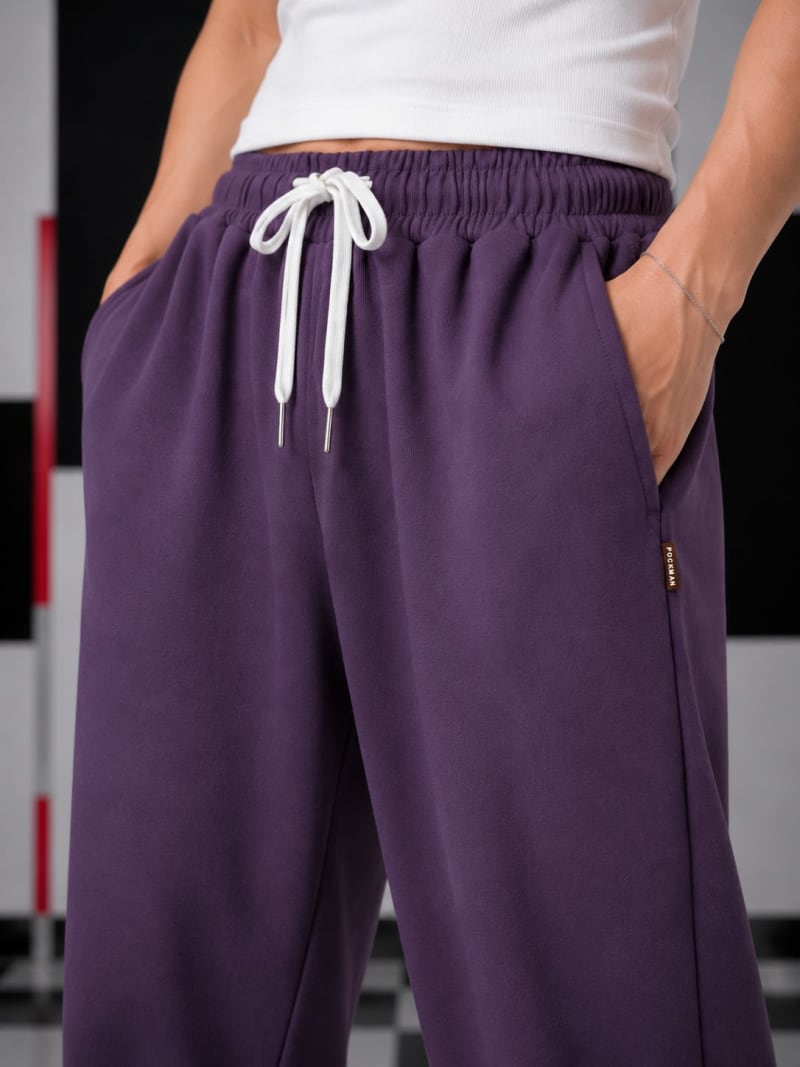 Pockman Men Relaxed Fit Solid Cotton Terry Mauve Jogger - Image 4
