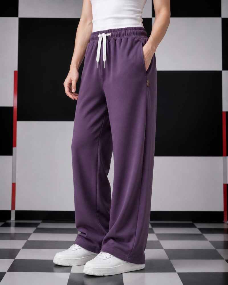 Pockman Men Relaxed Fit Solid Cotton Terry Mauve Jogger - Image 3