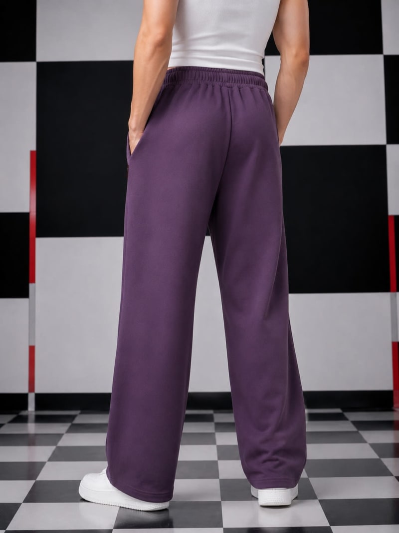 Pockman Men Relaxed Fit Solid Cotton Terry Mauve Jogger - Image 5