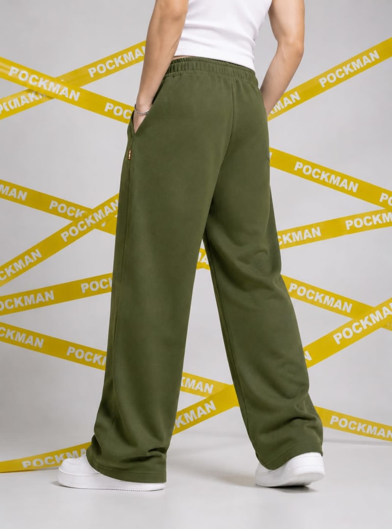 Pockman Men Relaxed Fit Solid Cotton Terry Olive Jogger - Image 4