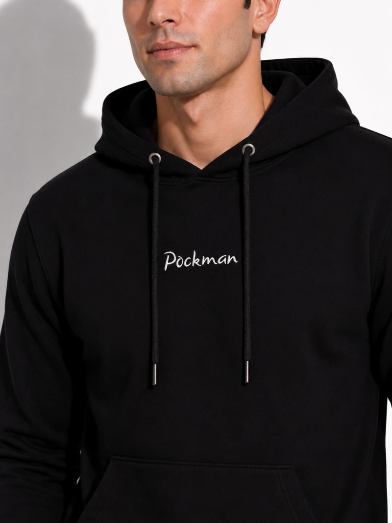 Pockman Men Regular Fit Cotton Black Hoodie - Image 5