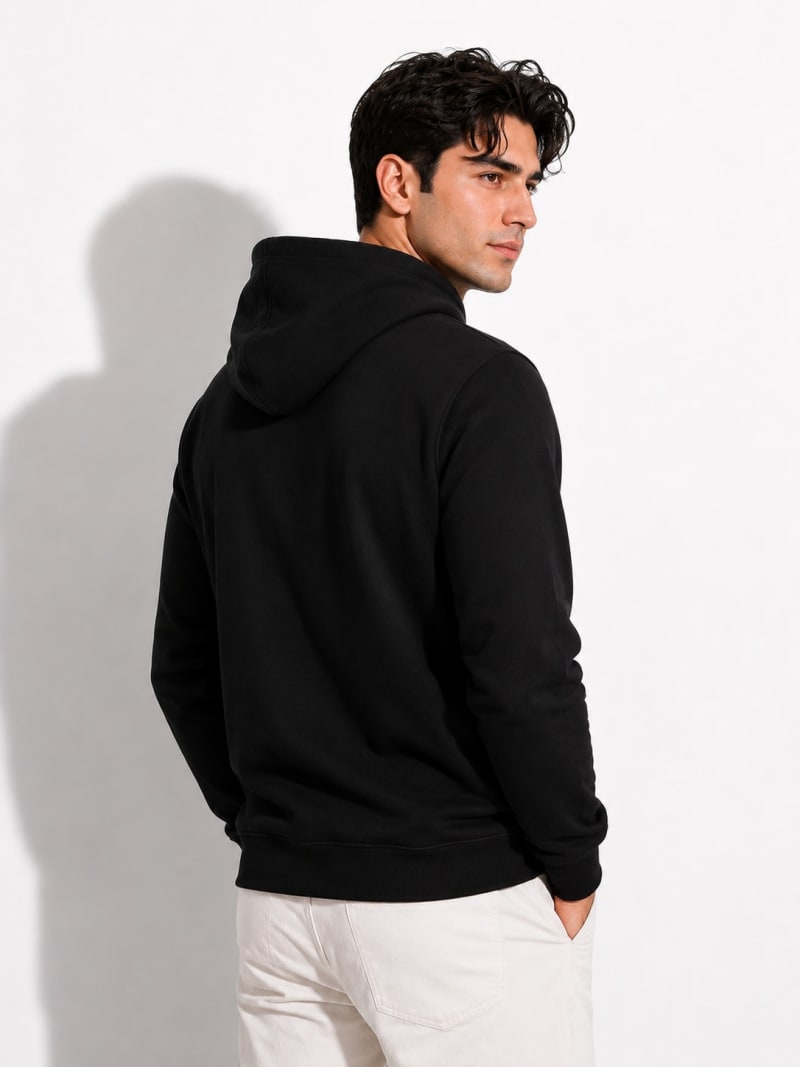 Pockman Men Regular Fit Cotton Black Hoodie - Image 4