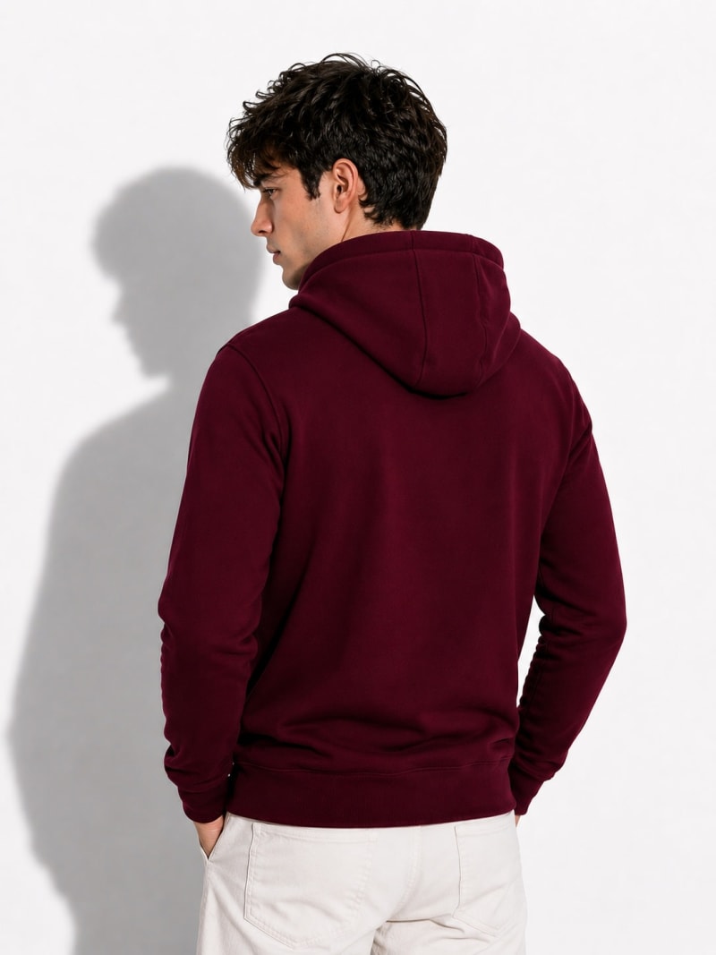 Pockman Men Regular Fit Cotton Burgundy Hoodie - Image 5