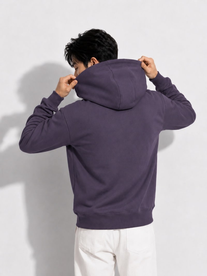 Pockman Men Regular Fit Cotton Mauve Hoodie - Image 4