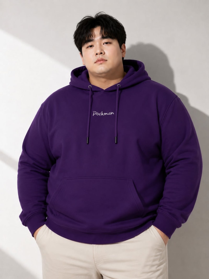 Pockman Men Regular Fit Cotton Violet Hoodie