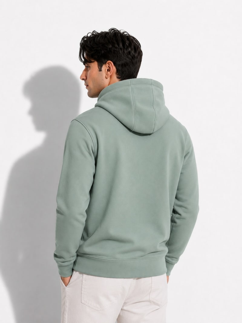 Pockman Men Regular Fit Cotton Sage Green Hoodie - Image 5