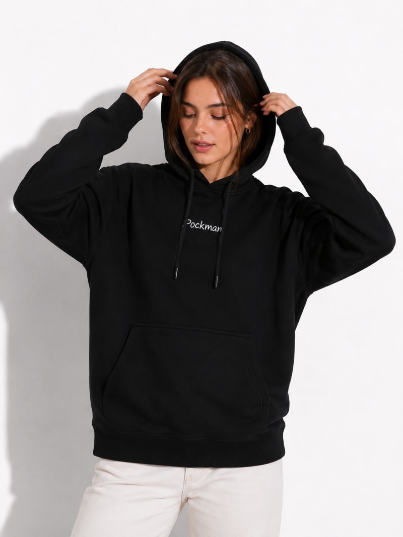Pockman Women Regular Fit Cotton Black Hoodie - Image 3