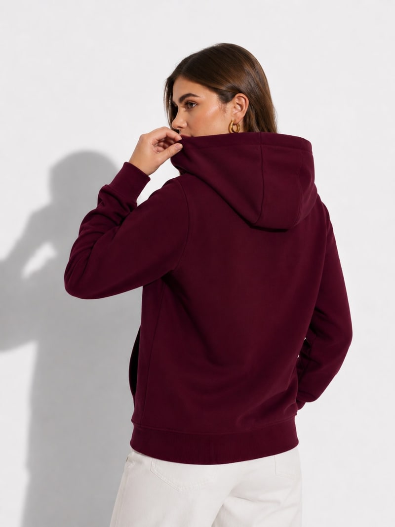 Pockman Women Regular Fit Cotton Burgundy Hoodie - Image 5
